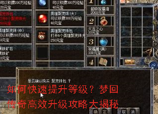 如何快速提升等级?梦回传奇高效升级攻略大揭秘 如何快速提升等级?梦回传奇高效升级攻略大揭秘