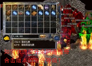 如何快速提升全网通传奇合击版本的角色等级? 如何快速提升全网通传奇合击版本的角色等级?
