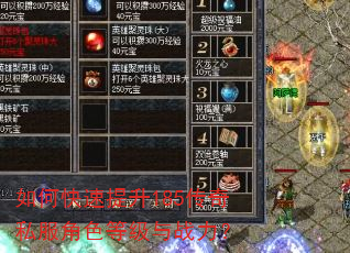 如何快速提升185传奇私服角色等级与战力? 如何快速提升185传奇私服角色等级与战力?
